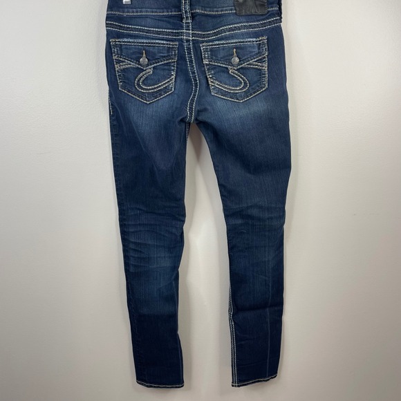 Silver Jeans Co Suki Skinny Dark Wash Mid Rise Denim Jeans W27 L31 L9113SSR409 - Picture 3 of 16